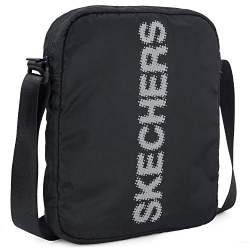 SKECHERS Bandolera pequeña Bolso Mensajero de Nailon Tacto Tela Regalo Original Unisex Mariconera Casual Funcional Cómoda Práctica Resistente S903, Negro, Talla única