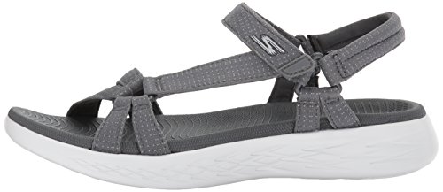 Skechers On The Go 600-Brilliancy, Sandalia con Pulsera para Mujer, Gris (Charcoal), 38 EU