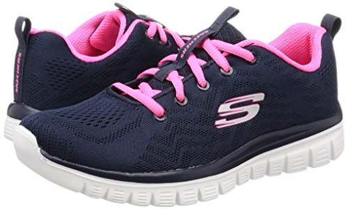 Skechers Women 12615 Low-Top Trainers, Blue (Navy Mesh/Hot Pink Trim Nvhp), 5 UK (38 EU)