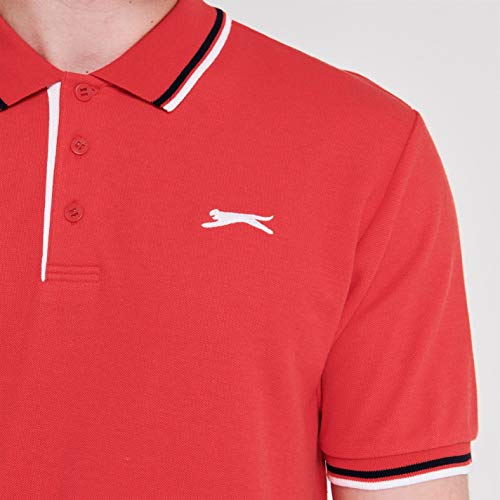 Slazenger – Polo para hombre de manga corta, con detalles de rayas rojo L