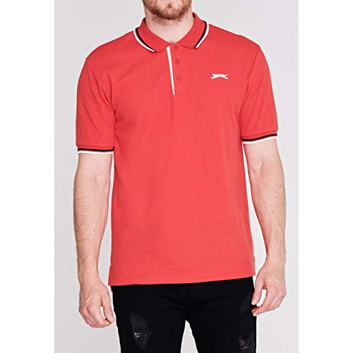 Slazenger – Polo para hombre de manga corta, con detalles de rayas rojo L