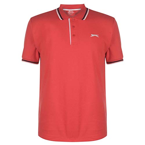 Slazenger – Polo para hombre de manga corta, con detalles de rayas rojo L