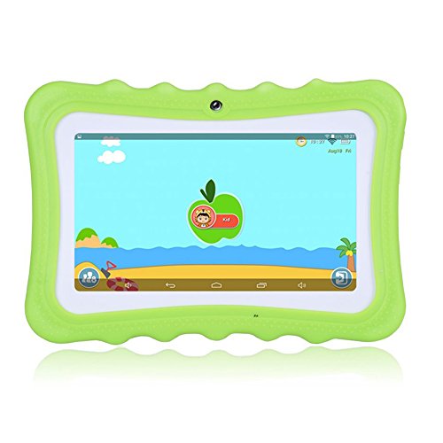 SODIAL - Tablet Infantil con Pantalla HD de 7 Pulgadas con Funda de Silicona (Quad Core, 8 GB, WiFi, cámara Frontal y Trasera, Play Store, Youtube, Android 4.4, iwawa) (Verde)