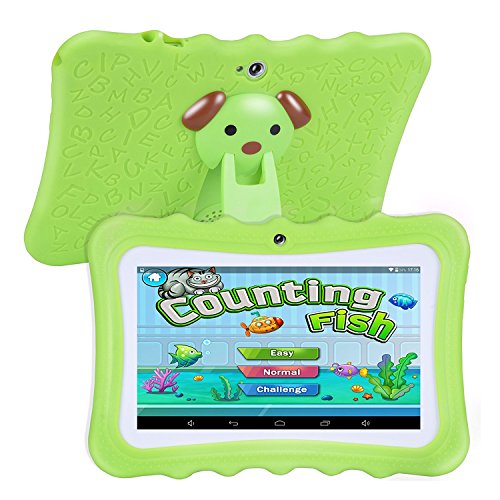 SODIAL - Tablet Infantil con Pantalla HD de 7 Pulgadas con Funda de Silicona (Quad Core, 8 GB, WiFi, cámara Frontal y Trasera, Play Store, Youtube, Android 4.4, iwawa) (Verde)