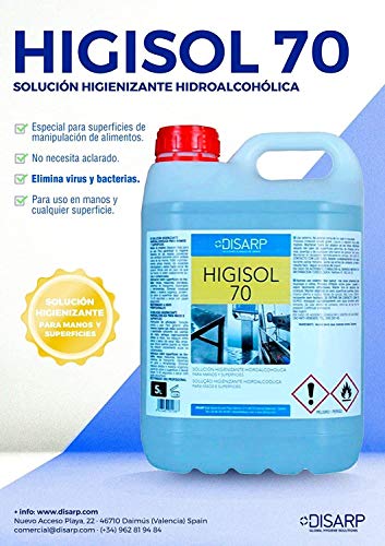 SOLUCION HIGIENIZANTE HIDROALCOHOLICA DE SECADO INSTANTANEO ANTIBACTERIAS HIGISOL 70 Envase 5l (1)