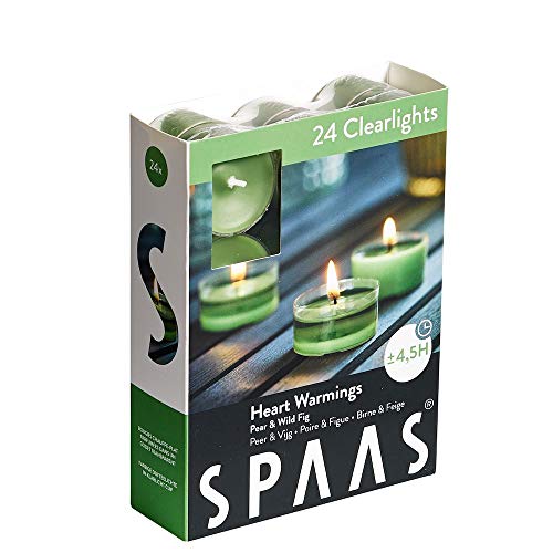 Spaas 24 velas aromáticas en vaso transparente, 4,5 horas, calentamientos de corazón