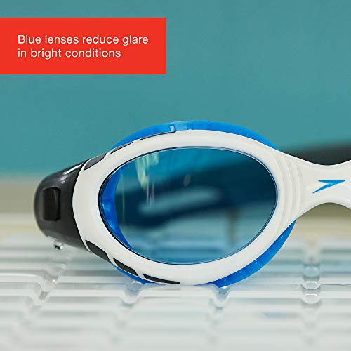 Speedo Futura Biofuse Flexiseal Junior Gafas de Natación, Unisex Adulto, Blanco/Azul, Talla Única