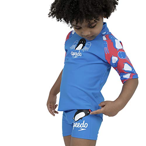 Speedo Sun Top Camiseta, Unisex bebé, Reflectr Ray Bril BLU/Lav, 9-12 Meses