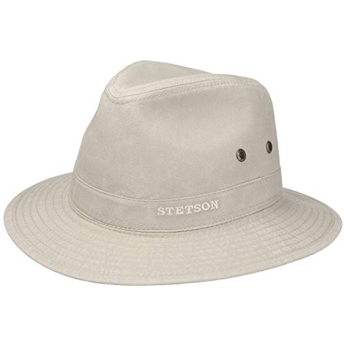 Stetson Sombrero Organic Cotton Traveller Hombre - de Tela Sol con Forro Primavera/Verano - XL (60-61 cm) Beige Claro