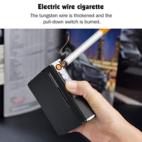 StyleBest Estuche de Cigarrillos con encendedores, Porta Cigarrillos de Bolsillo Caja de Tabaco para cigarros, Encendedores electrónicos a Prueba de Viento sin Llama Recargables