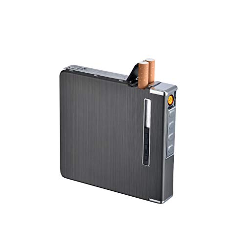 StyleBest Estuche de Cigarrillos con encendedores, Porta Cigarrillos de Bolsillo Caja de Tabaco para cigarros, Encendedores electrónicos a Prueba de Viento sin Llama Recargables