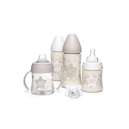 Suavinex, Pack Ahorro Little Star 2 biberones 270ml + 2 biberones 150ml + Chupete -2-4 meses, Blanco