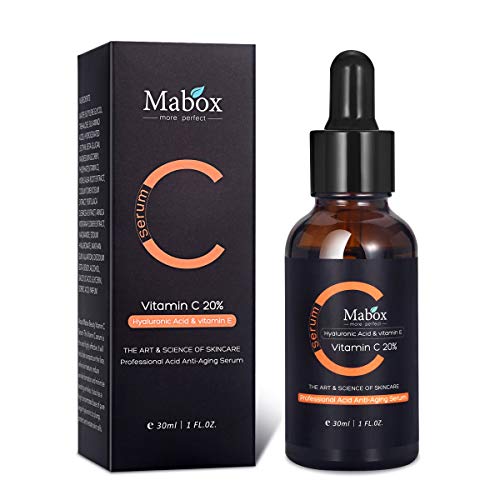 Suero de vitamina C con ácido hialurónico Vitamina E Suero facial hidratante antienvejecimiento Quite las manchas oscuras de la peca para el rostro, el cuello y el escote, 30ml