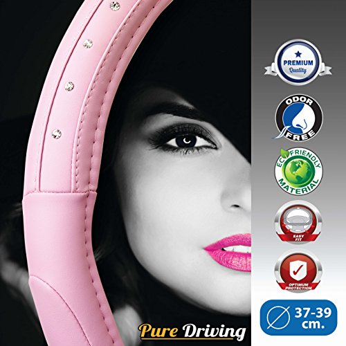 SUMEX FVP1205 Funda de Volante Universal, 37-39 cm, Color Rosa con Diamantes