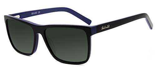 SunCristal Gafas de sol de protección polarizadas UV400 de gran forma para hombre (azul negro)