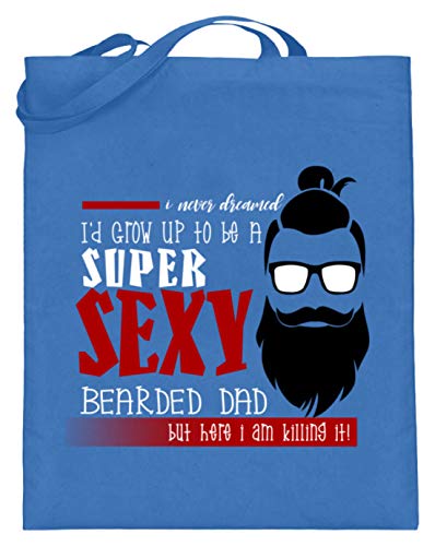 Super Sexy Bearded Man Bart Hombre Party Diseño – Diseño sencillo y divertido – Bolsa de yute (con asas largas), color Azul, talla 38cm-42cm