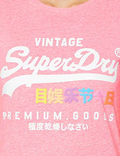 Superdry Premium Goods Puff Entry tee Camiseta de Tirantes, Rosa (Neon Pink Snowy Zv0), XS (Talla del Fabricante:8) para Mujer