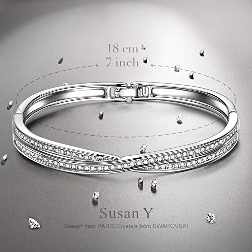 Susan Y Regalos día de la Madre Pulsera Mujer Cruz Pulsera para Mujer con Cristales de Swarovski Regalos día de la Madre Joyas para niñas Madre Aniversario Ella día de San valentín