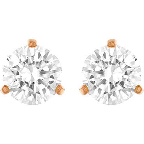 Swarovski Pendientes Solitaire, blanco, Baño en tono Oro Rosa