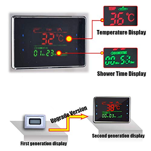 SXMXN Grifo De Ducha De Baño con Pantalla Digital De Visualización De Temperatura LED Sistema De Columna De Hidromasaje Corporal Chorro Grifo De Columna De Ducha De Torre,Chrome