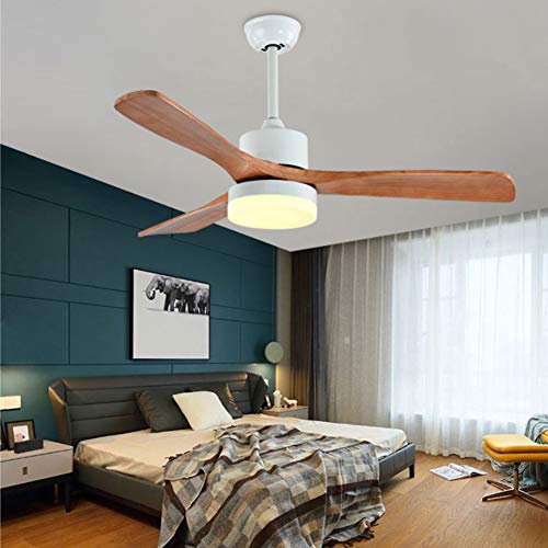 SYLJ Ventilador De Techo Iluminado Moderno Europeo con Ventilador De Madera De Sicomoro De Color Y 3 Luces Led De Bajo Consumo De ConversióN De Color 24w, Control De Pared De ArañA De Dormitorio