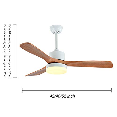 SYLJ Ventilador De Techo Iluminado Moderno Europeo con Ventilador De Madera De Sicomoro De Color Y 3 Luces Led De Bajo Consumo De ConversióN De Color 24w, Control De Pared De ArañA De Dormitorio