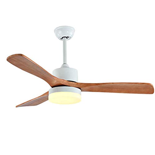 SYLJ Ventilador De Techo Iluminado Moderno Europeo con Ventilador De Madera De Sicomoro De Color Y 3 Luces Led De Bajo Consumo De ConversióN De Color 24w, Control De Pared De ArañA De Dormitorio