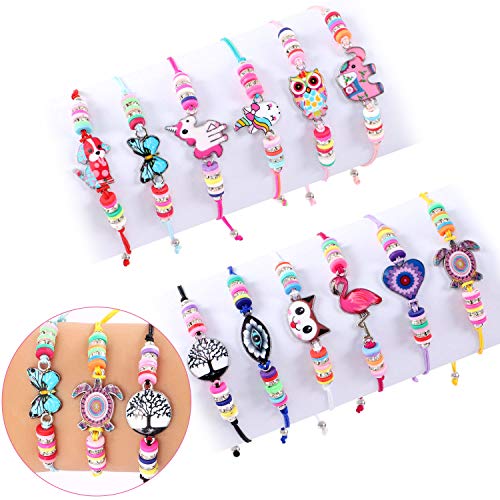 Tacobear 12 Piezas Pulsera Amistad Pulsera Niña Pulsera Unicornio Pulseras de Cuerda Trenzada Brazalete Joyería Niña Regalo de Cumpleaños de Fiesta (Estilo de Mezcla de Animales)