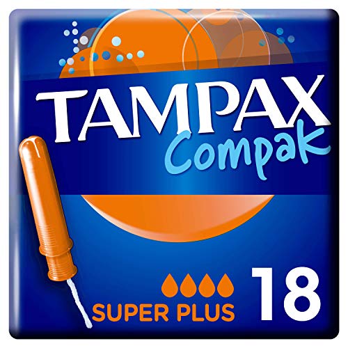 Tampax Compak Super+ Tampons con aplicador 18x, protección contra fugas y discreción, sensación limpia