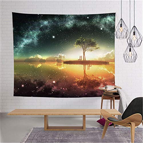 Tapiz de pared para colgar con diseño de estilo hippie para el dormitorio Cielo estrellado, lago, agua Fotografiar tela de fondo Decoración del dormitorio remodelación tapiz diseño dePintura colgante