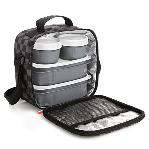 TATAY Urban Food Casual - Bolsa térmica porta alimentos con 4 tapers herméticos incluidos, 3 litros de capacidad, Gris /Negro, 22.5 x 10 x 22 cm