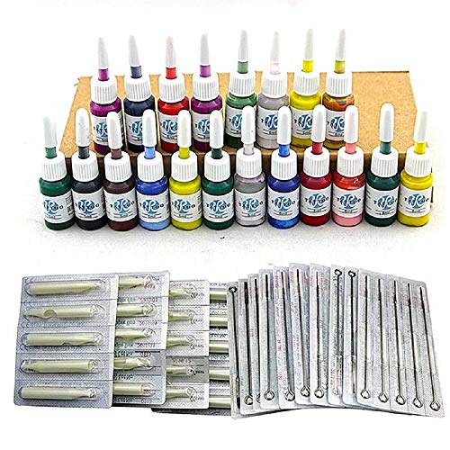 Tattoo - Kit de tatuaje completo, 2 máquinas de tatuaje, 20 colores de tinta, 50 agujas