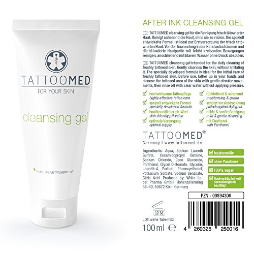 TattooMed Cleansing Gel - Cuidado Natural pH Neutro Para Piel Tatuada - 1 x 25ml