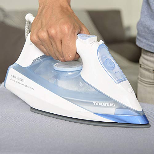 Taurus Agatha 2800 2800-Plancha 2800W, Elimina el 99,9999% de Virus y bacterias, Sistema antical y autolimpieza, antigoteo, Suela de cerámica, Golpe Vapor 170g/min, Plástico, Blanco/Azul