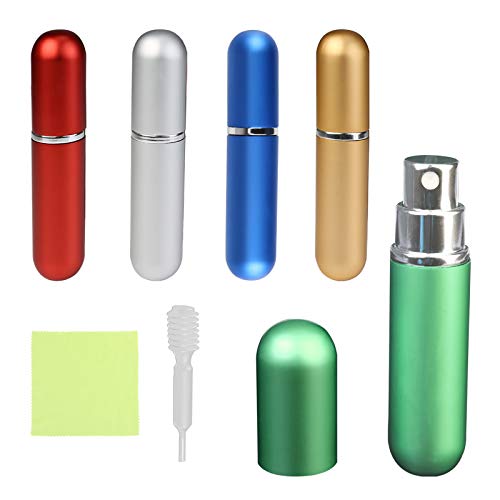 TAZEMAT 5 pcs Botella Recargable de Perfume Mini Atomizador de Perfume Portátil para Viaje Bolso Equipaje Frasco de Vaporizador Spray para Colonia con Pipeta Multicolor 5 ml Mujeres Hombres