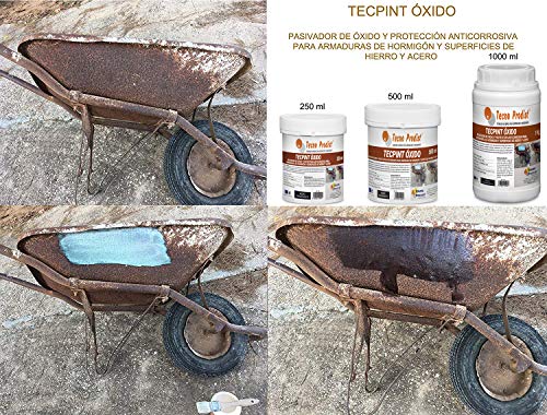 TECPINT OXIDO de Tecno Prodist - 1 Litro - Pasivador de óxido al agua - protección anticorrosiva para armaduras – convertidor y transformador de oxido para superficies de hierro y acero