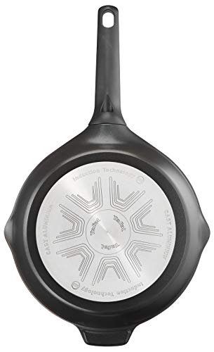 Tefal Aroma - Sartén de aluminio fundido 24 cm recubrimiento titanio antiadherente y thermosport, aptas para todo tipo de cocinas, base gruesa adecuada para inducción, picos vertedores y asas de apoyo