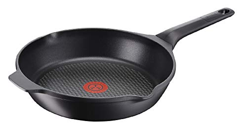 Tefal Aroma - Sartén de aluminio fundido 24 cm recubrimiento titanio antiadherente y thermosport, aptas para todo tipo de cocinas, base gruesa adecuada para inducción, picos vertedores y asas de apoyo