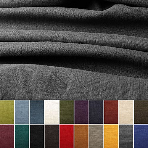 Tela de lino natural - 100% lino puro - Gran textura de lino - 20 colores - Por metro (Gris ratón)