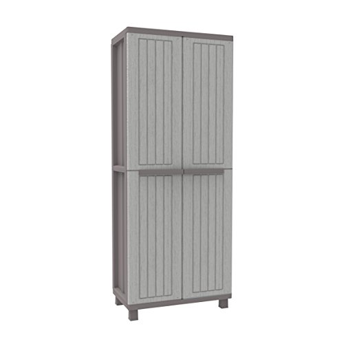 Terry Jwood 368 Armario 2 Puertas con una estanteria Interna con 4 fijos. Capacidad máxima del Estante: 10 kg distribuidos de Forma Uniforme, Gris, 68x37,5x170 cm