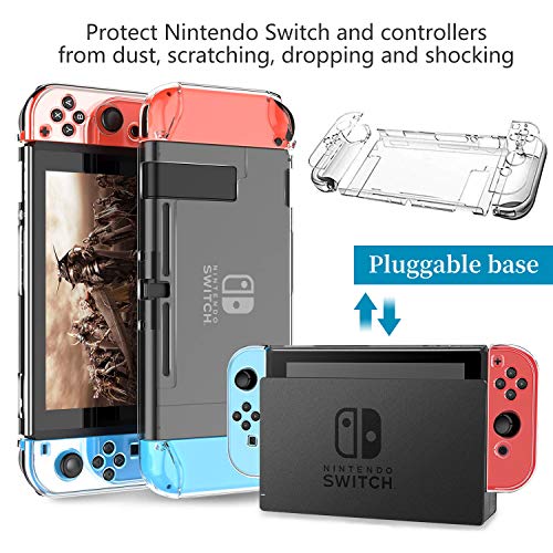 Th-some Kit de Accesorios 14 en 1 para Nintendo Switch, Funda Protectora para Interruptor Nintendo, Cubierta Transparente para Interruptor, Protector de Pantalla, Tapas Empuñadura de Pulgar (Negro)