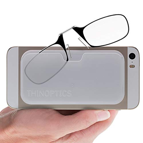 ThinOptics Las gafas de lectura con la funda universal, Graduación de 2,00 dioptrías, Montura transparente