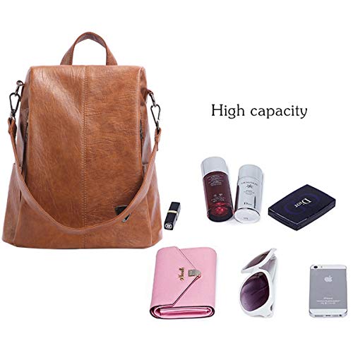 Tisdaini Bolsos Mochila Mujer Moda antirrobo Cuero Artificial autentico Casual Viaje Escolares Bolsos