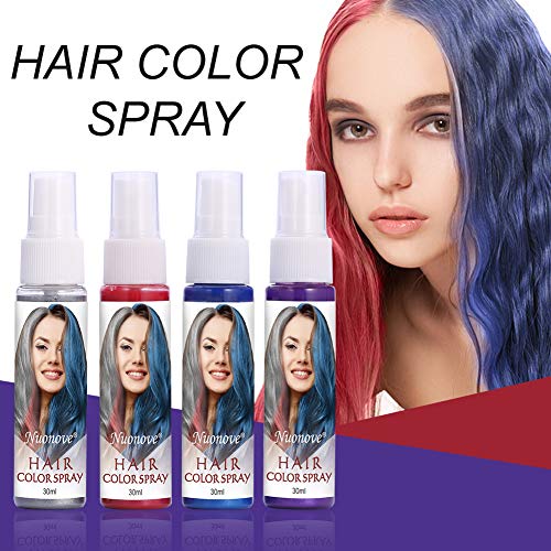 Tiza de Pelo, Cabello Tiza, Temporales de Cabello, Tiza para el Cabello, Spray de Cabello Colorido, 4 Colores Temporal Tiza de Pelo No Tóxicas Lavables Color de Tiza Para Niños DIY Fiesta y Cosplay