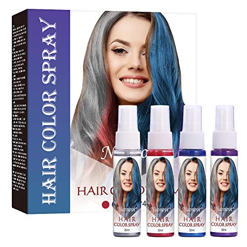 Tiza de Pelo, Cabello Tiza, Temporales de Cabello, Tiza para el Cabello, Spray de Cabello Colorido, 4 Colores Temporal Tiza de Pelo No Tóxicas Lavables Color de Tiza Para Niños DIY Fiesta y Cosplay