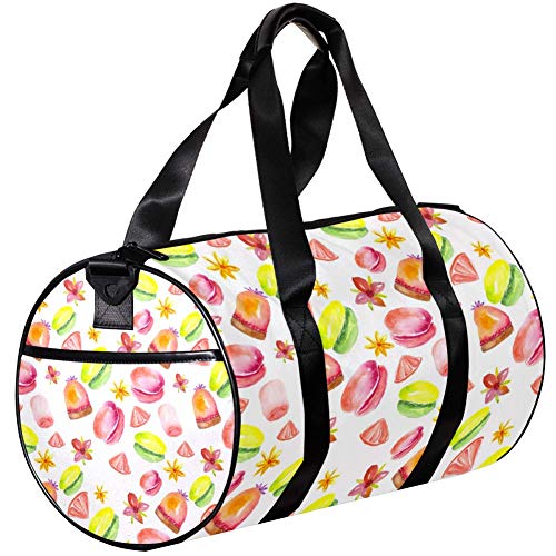 TIZORAX - Bolsa de deporte para mujer y hombre, para dulces, tartas, macarrones, donuts deportivos, gimnasio, bolsa de viaje para el fin de semana, para viaje nocturno, equipaje al aire libre