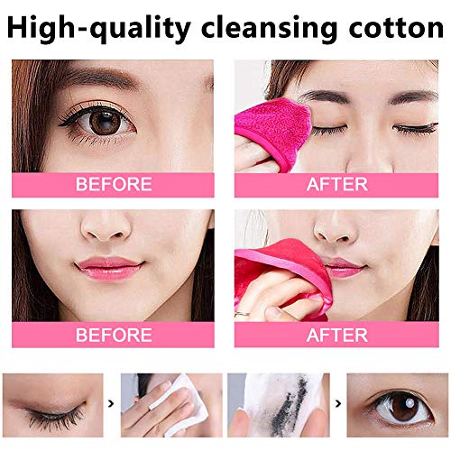 Toallita Desmaquillante Facial,BETOY 4 Piezas Toalla Desmaquillante Cara Makeup Remover Cloths Guante Desmaquillantes Lavable y Reutilizable Para Todo Tipo de Pieles, Azul/Morado/Gris/Rosa Rojo