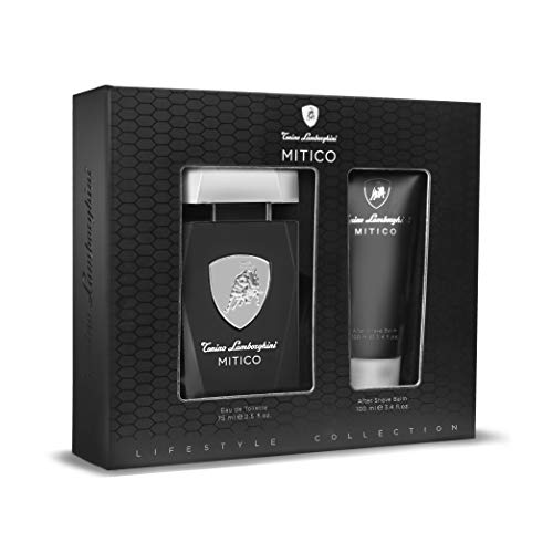 Tonino Lamborghini • Set de regalo de hombre MITICO: Agua de tocador Spray 75 ml / 2.5 fl.oz. + Bálsamo para después de afeitar 100 ml / 3.4 fl.oz. • colección Lifestyle