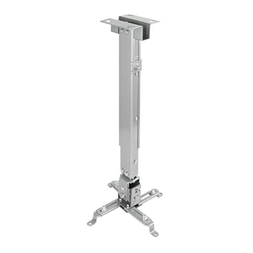 Tooq PJ2012T-S - Soporte de techo inclinable para proyector, hasta 20 Kg, ajustable entre 130mm y 650mm, inclinacion +/- 15º, color plata