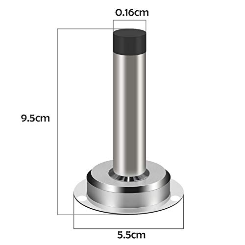 Tope de puerta de goma para montaje en pared, 4 unidades, acero inoxidable, amortiguador de sonido – 3M autoadhesivo, instalación de tornillos